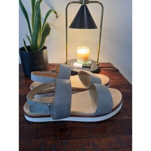 Nicolo‎ Gray Platform Sandals Women's Adjustable Strap Summer Casual Shoes Sz 9
